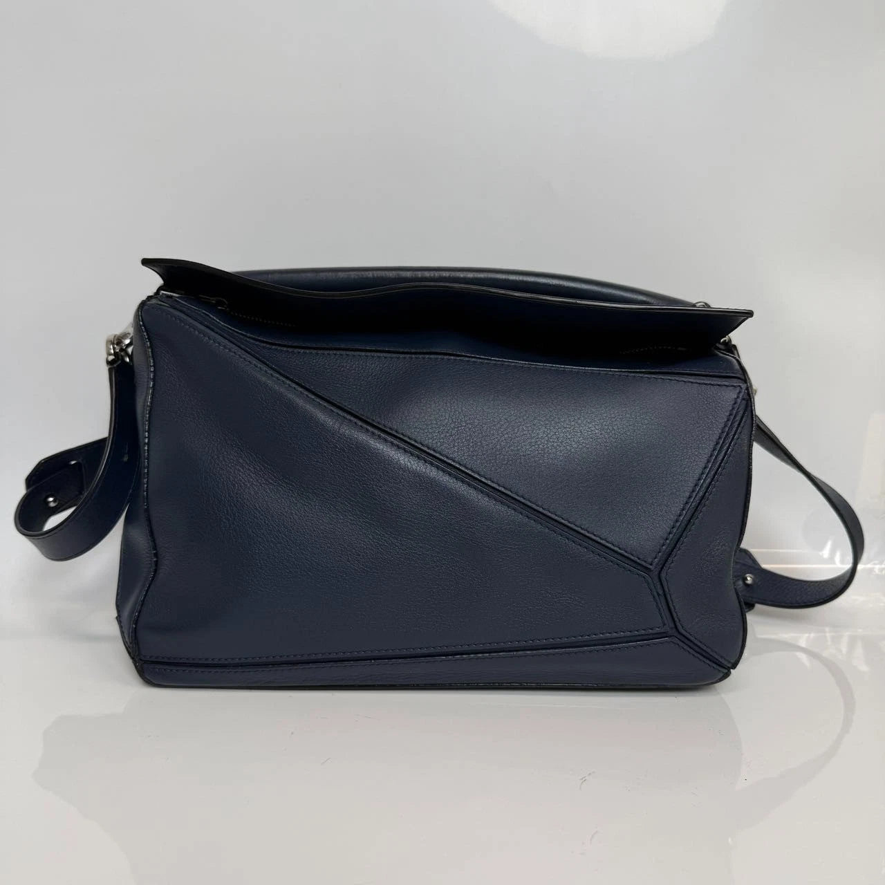 SJ0001 Loewe Medium Puzzle Bag in Navy Blue Calfskin