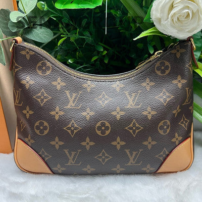 Louis Vuitton Monogram Yellow Calfskin Chain Shoulder Bag Brown Gold