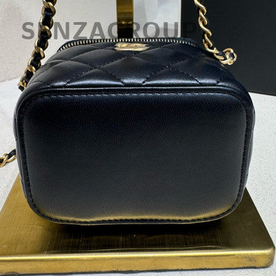 Chanel Black Gold Classic Square Ball Chain Crossbody Bag