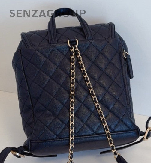 Chanel Vanity Case CC Logo Calfskin Chain Backpack Black Gold Women Classic