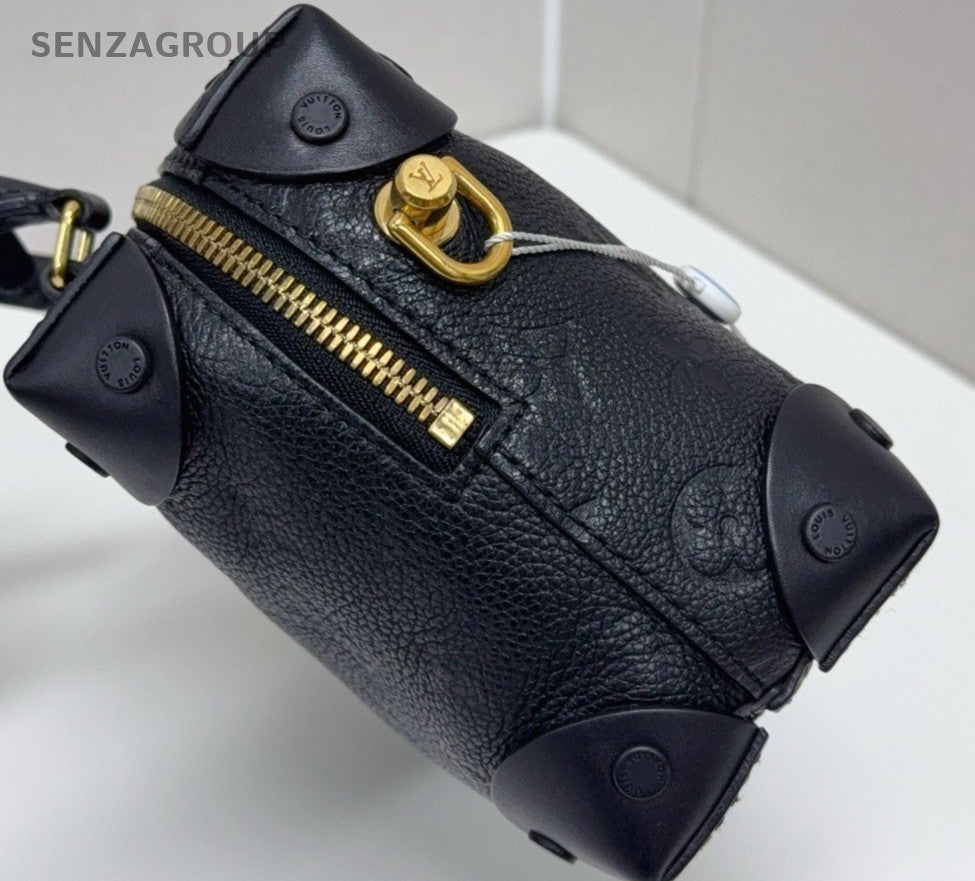 Louis Vuitton Petite Malle Top Handle Shoulder Crossbody Bag Black Women