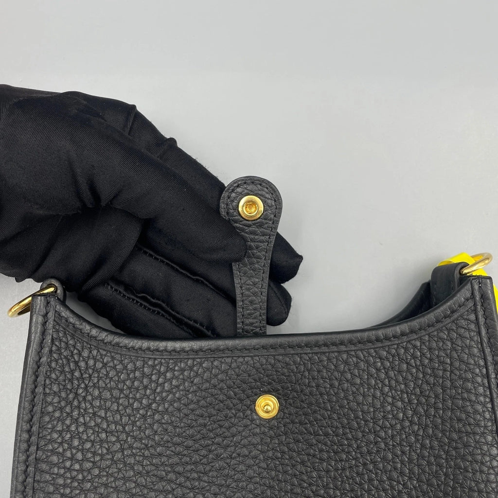 Hermes Evelyne Mini Crossbody Bag Black Gold For Women