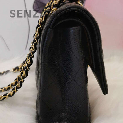 Chanel Classic Flap Medium Black Caviar Leather Shoulder Crossbody Bag