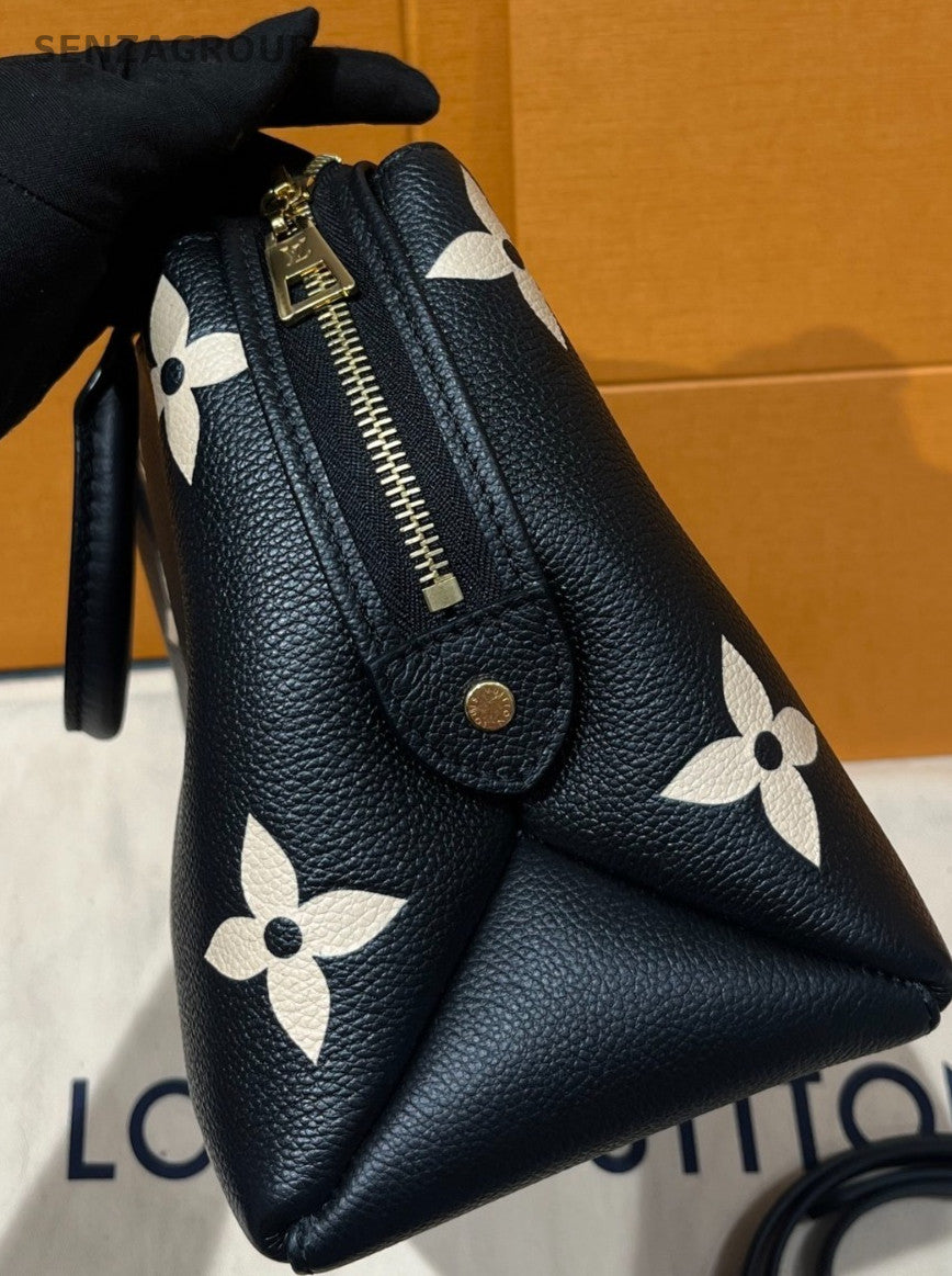 Louis Vuitton Montaigne Embossed Leather Shoulder Top Handle Bag Women Black