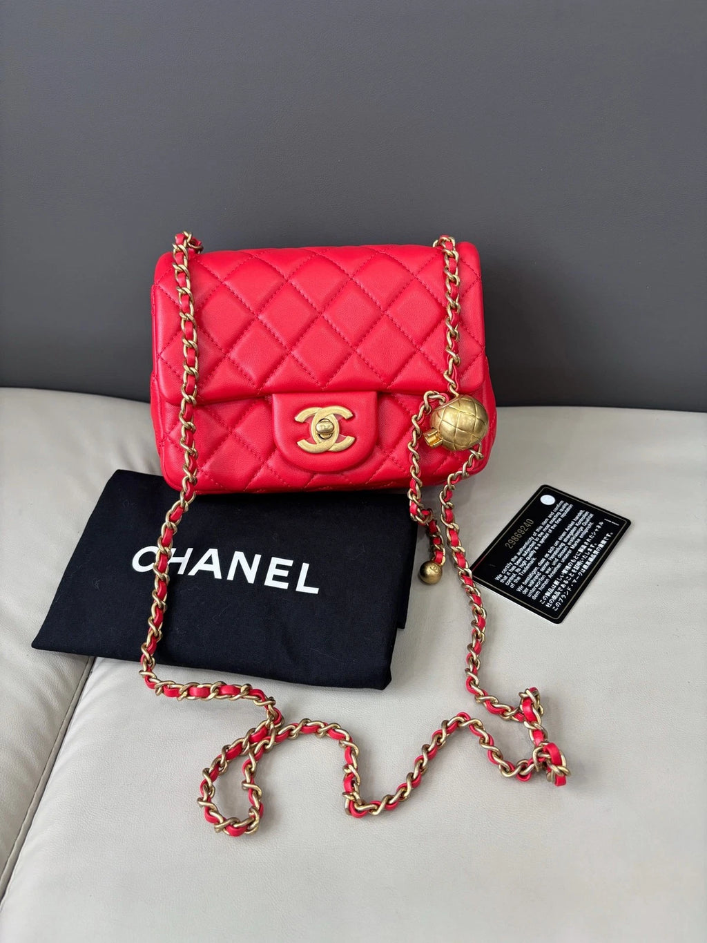 Chanel Square Mini Flap Crossbody Bag Water Red
