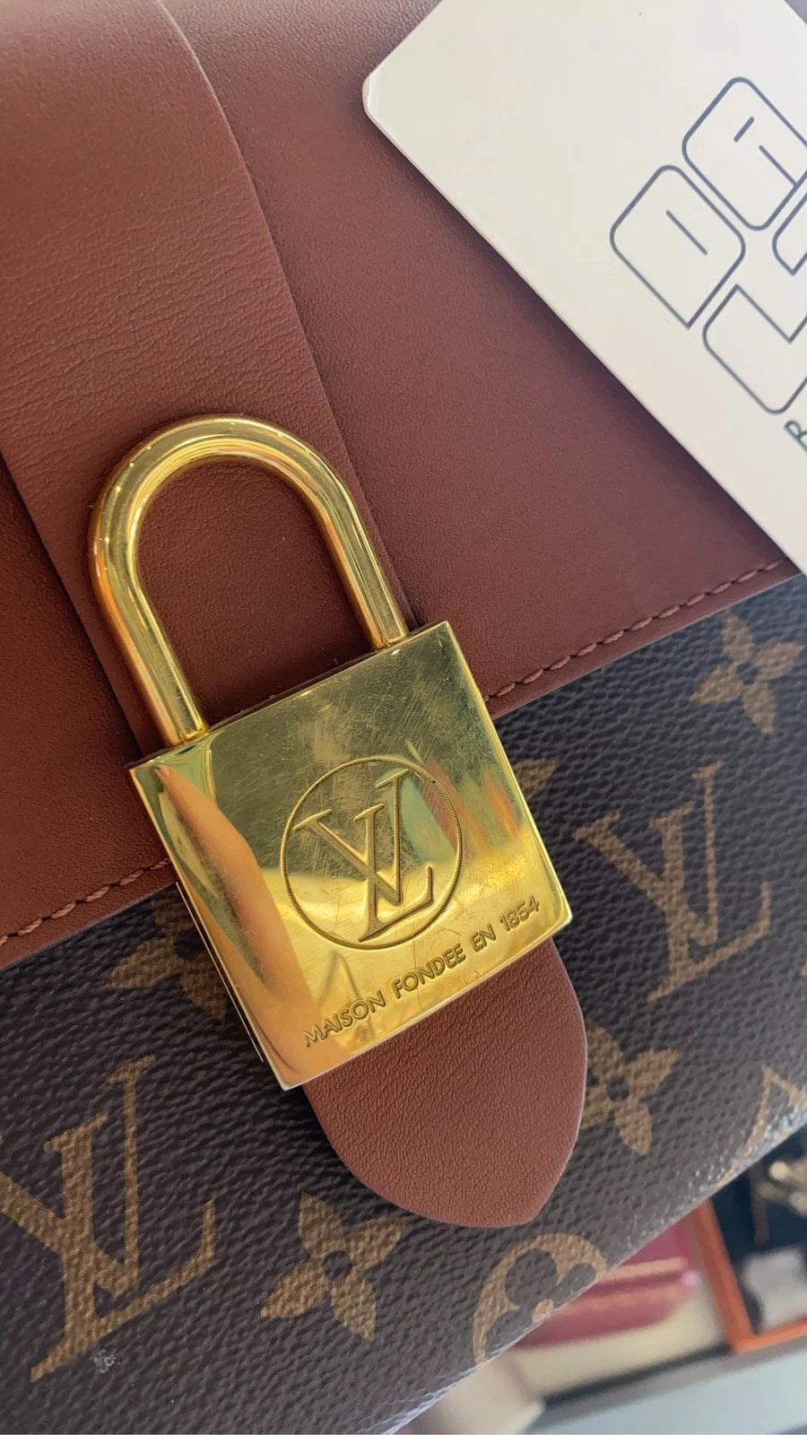 Louis Vuitton Brown Leather Locky BB Top Handle Bag For Women