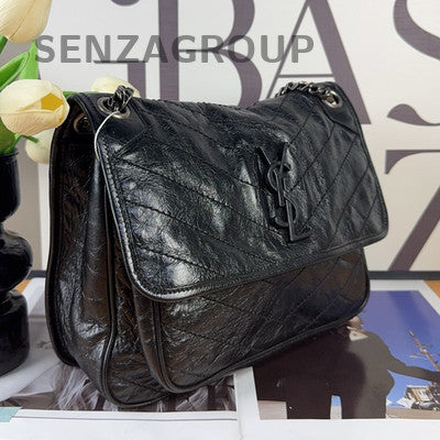 Saint Laurent YSL Niki Medium Black Silver Chain Shoulder Bag