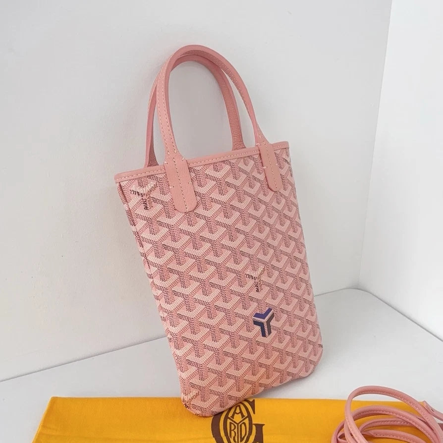 Excellent Condition Goyard Mini Tote Monogram Canvas Pink Handbag Crossbody