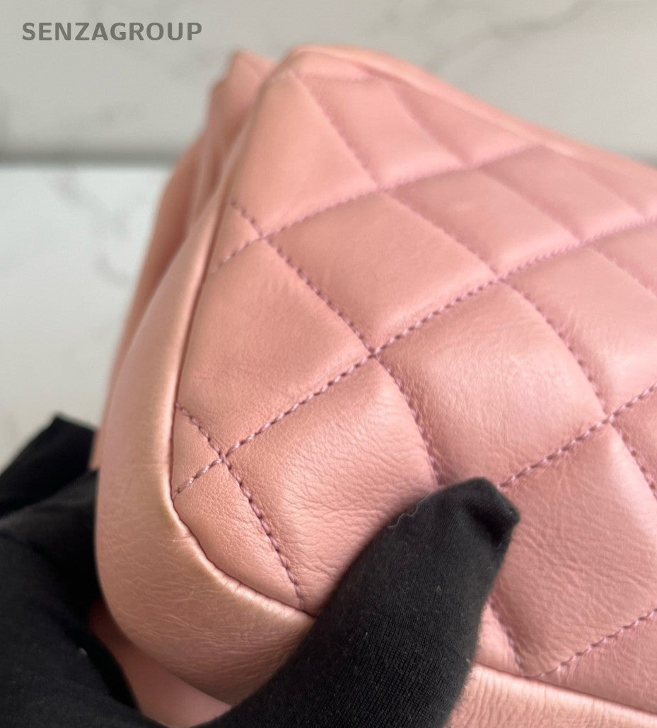 Chanel Classic Flap Chain Shoulder Bag Pink Gold Women Diamond Designer