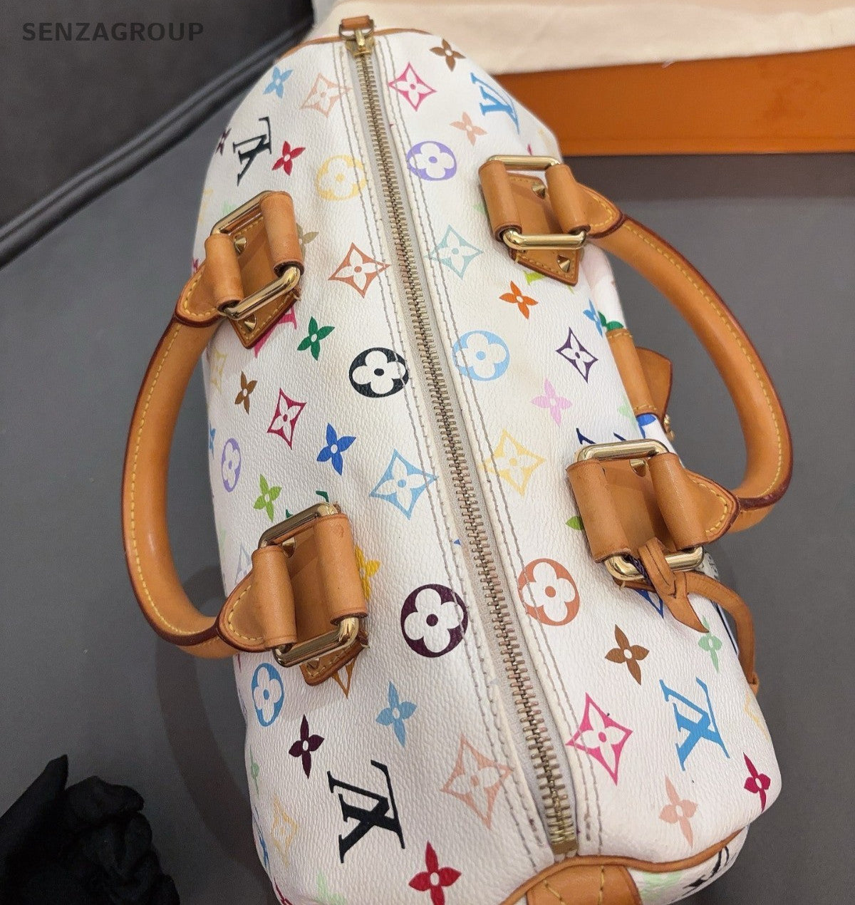 Louis Vuitton Speedy30 Monogram White Multicolor Top Handle Bag Women Classic