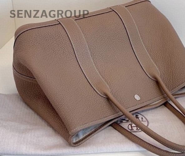 Hermes Garden Party Negonda Top Handle Bag Gray Silver Used Women Classic