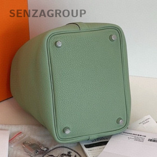 Hermes Picotin18 Top Handle Bag Green Silver Used Women Fashion Classic