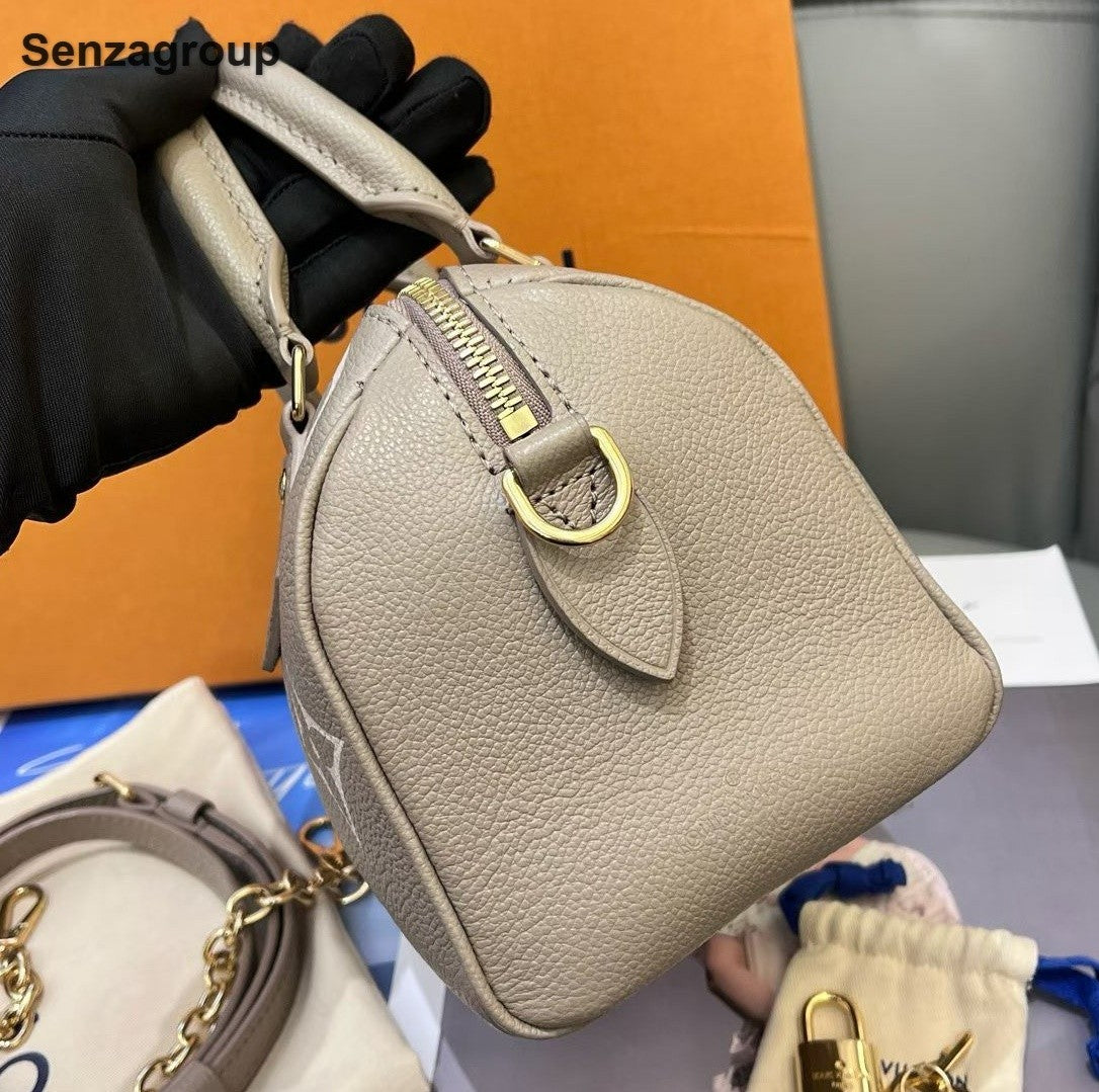 Louis Vuitton Speedy20 Monogram Top Handle Crossbody Gray Gold Women Classic