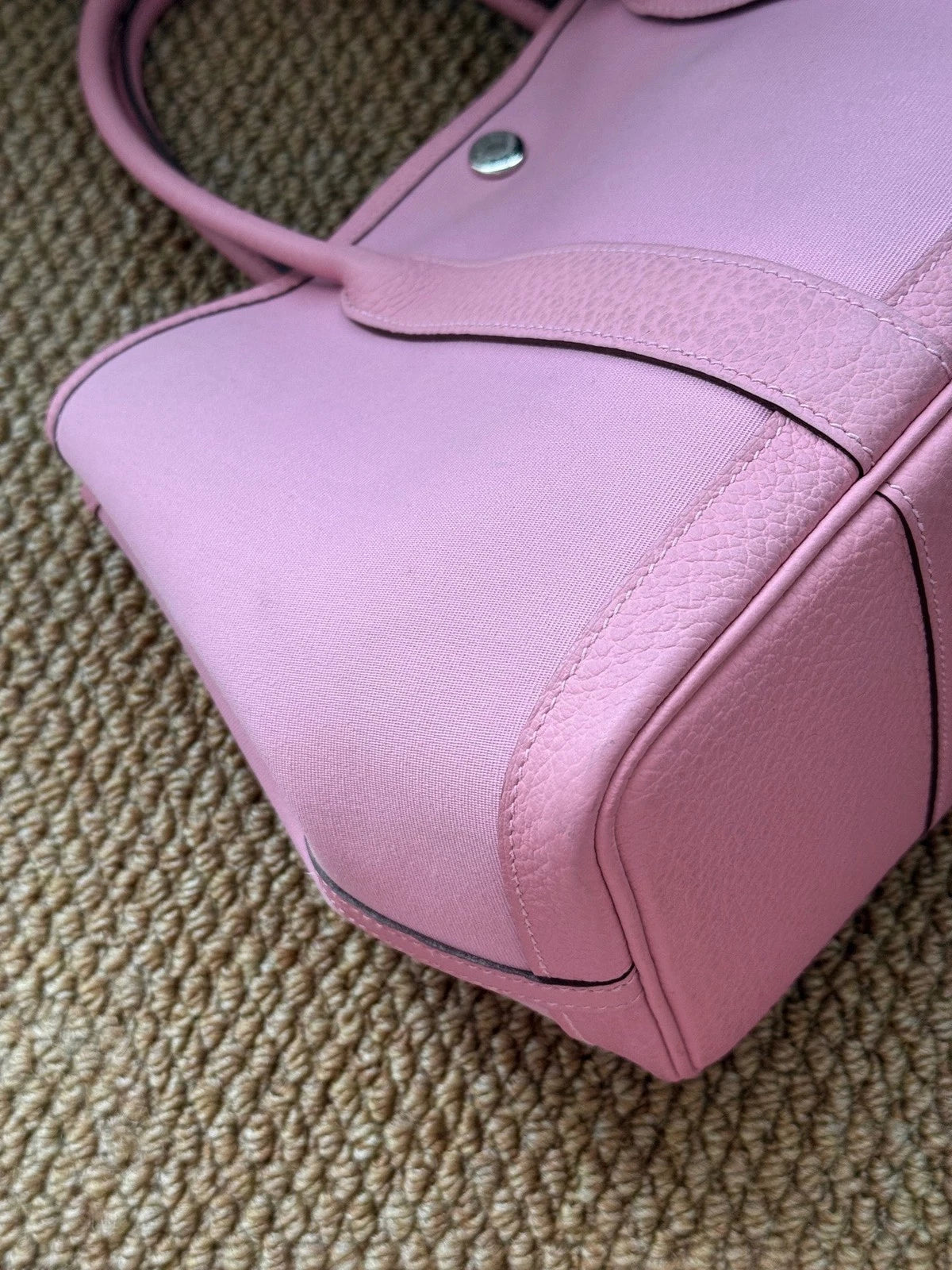Hermes Garden Party30 Top Handle Bag Pink Silver Used Women Classic Fashion