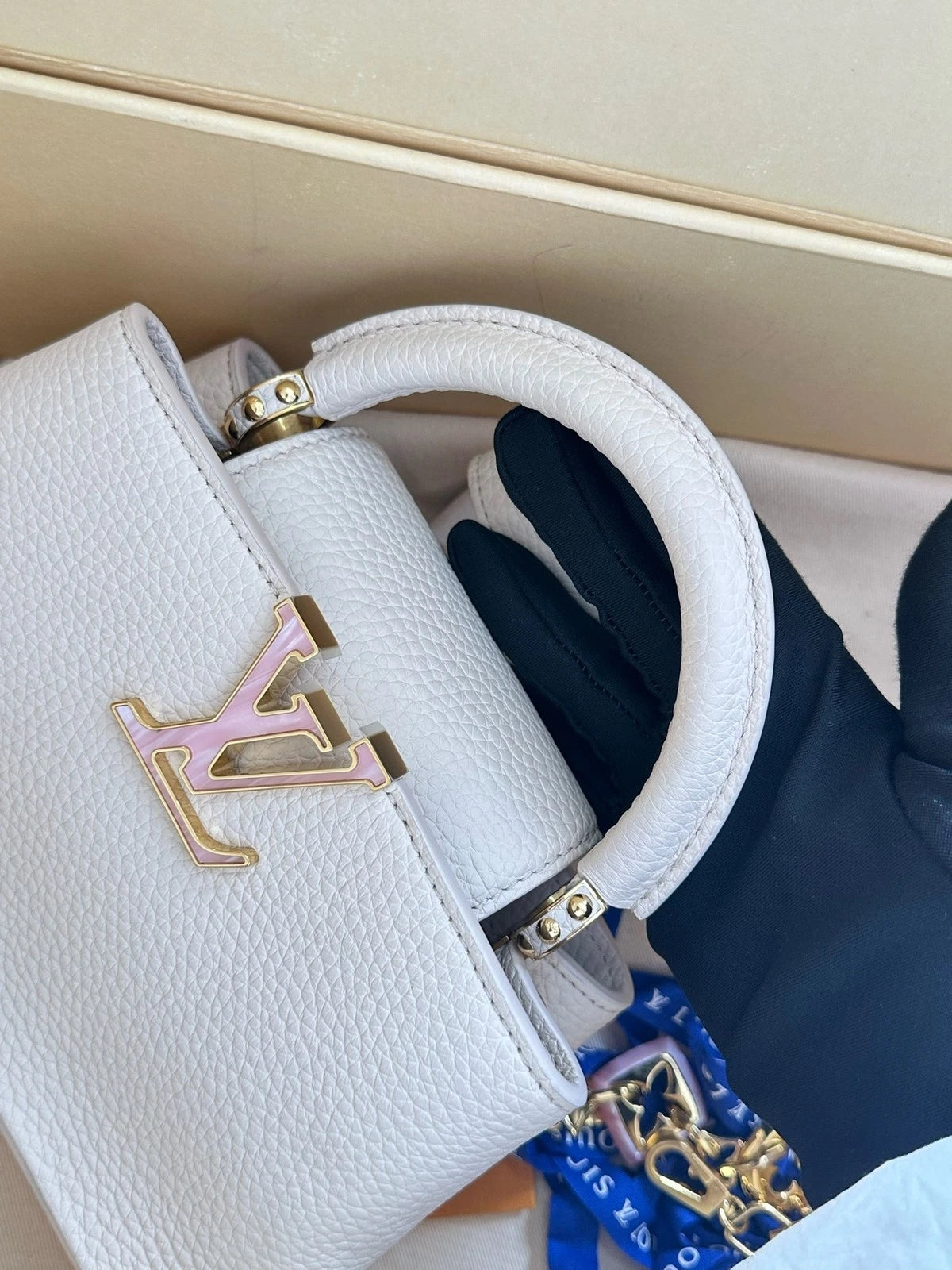 Louis Vuitton White Capucines Mini Crossbody Bag For Women
