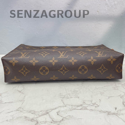 Louis Vuitton Monogram Zipper Clutch Bag Women's Classic Brown Gold