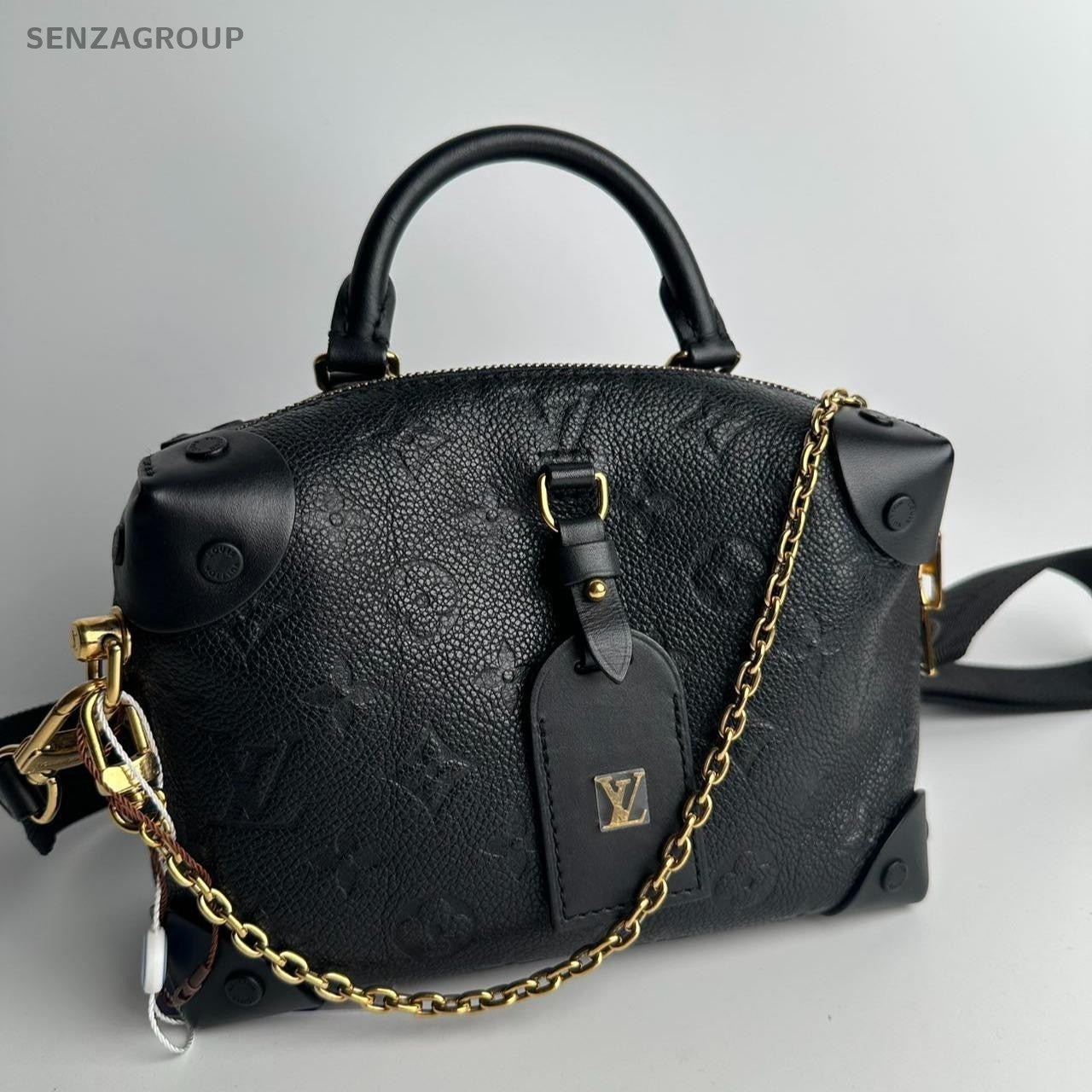 SJ0001 LV soft trunk black leather