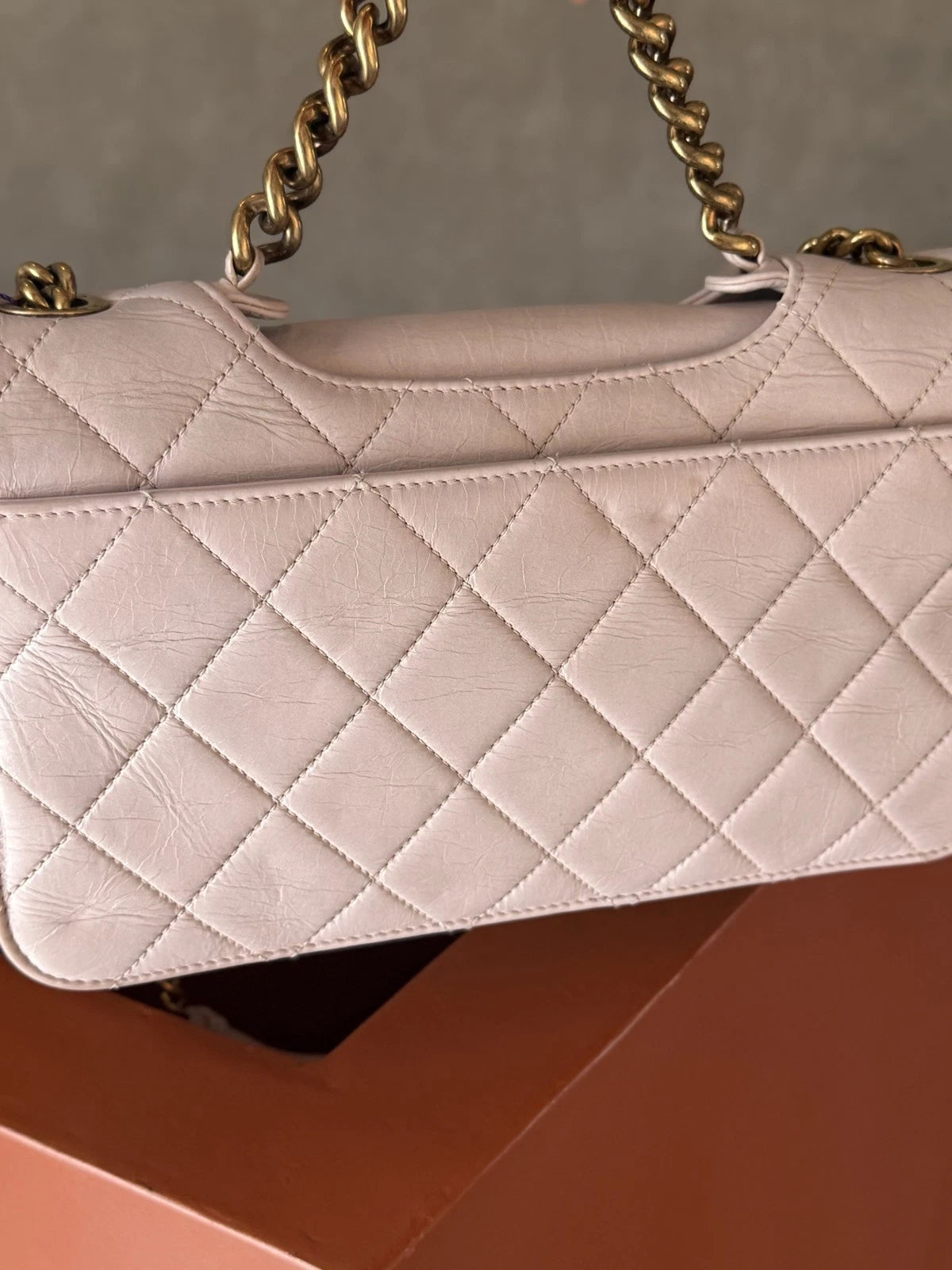Chanel Bombay MM Chain Top Handle Shoulder Bag Lilac Gold Women Classic