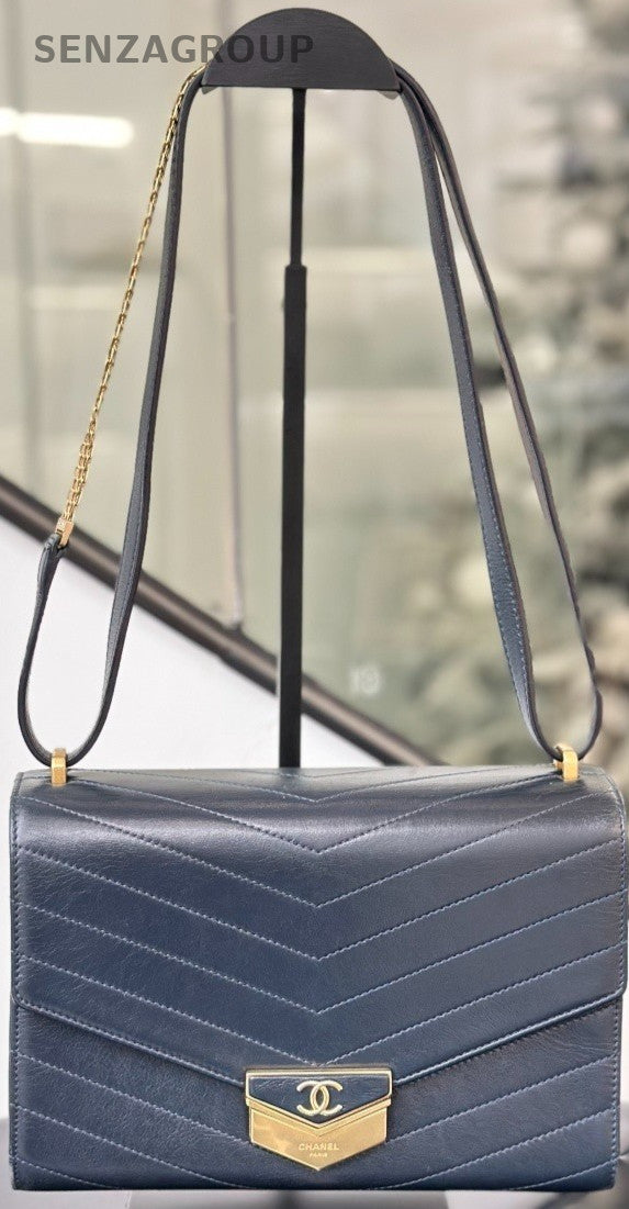Chanel Envelope Bag Calfskin Shoulder Bag Women Blue