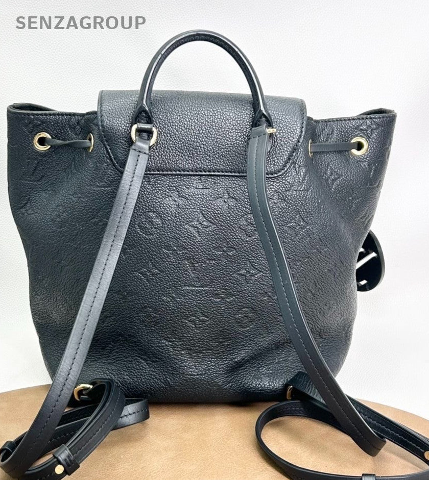 Louis Vuitton Montsouris Empreinte Leather Backpack Shoulder Black