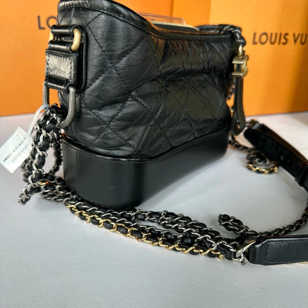 CHANEL Black Leather Gabrielle Shoulder Crossbody For Women