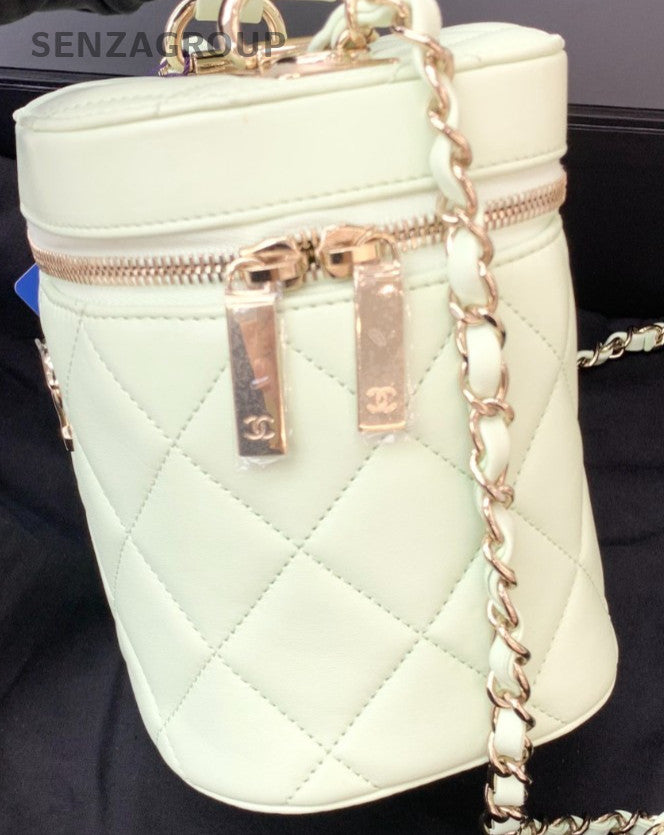 Chanel Trendy Lambskin Bucket Chain Shoulder Bag Crossbody Green Gold Women