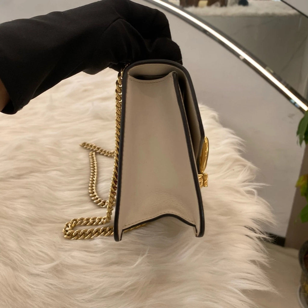Gucci Sylvie Small Chain Shoulder Bag - White Gold Classic Women's