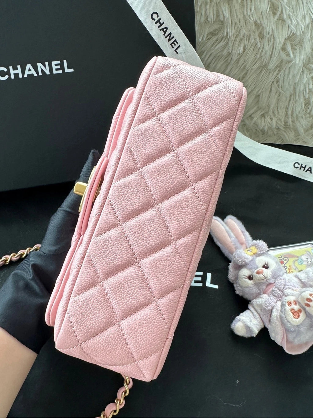New CHANEL CF Mini Pink Leather Top Handle Shoulder Bag For Women