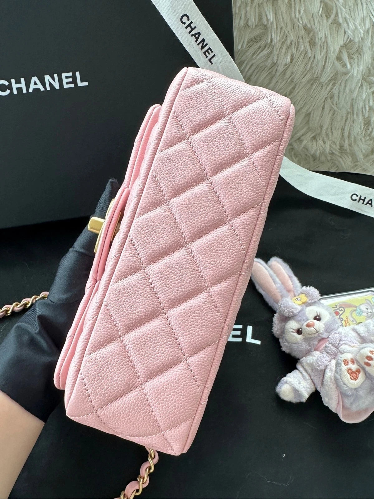 New CHANEL CF Mini Pink Leather Top Handle Shoulder Bag For Women