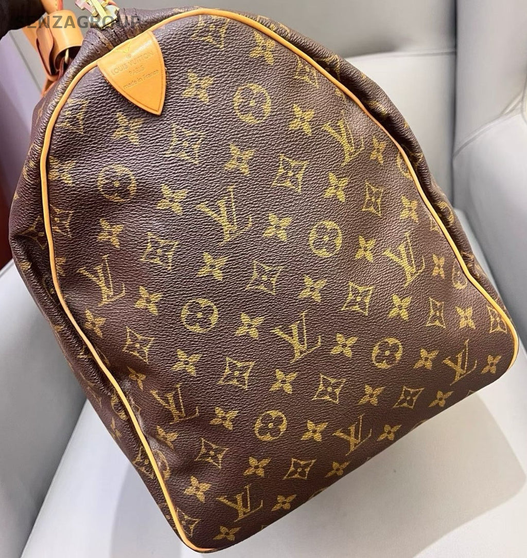 Louis Vuitton Keepall Monogram Top Handle Bag Brown Gold Used Women Classic