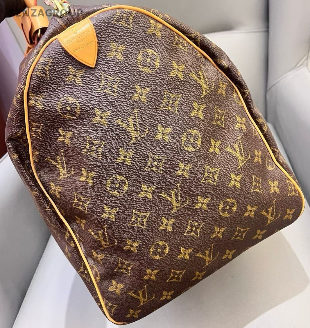Louis Vuitton Keepall Monogram Top Handle Bag Brown Gold Used Women Classic