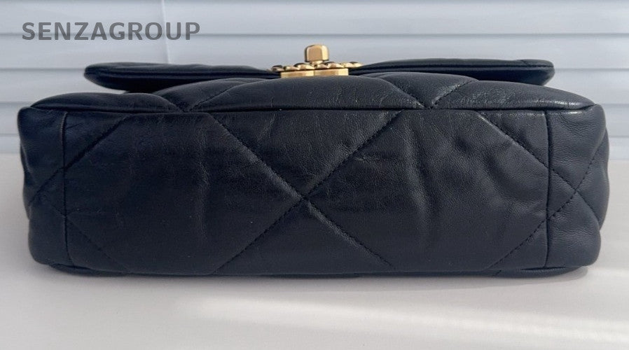 Chanel 19 PM Chain Shoulder Bag Black Gold Silver Used Women Classic