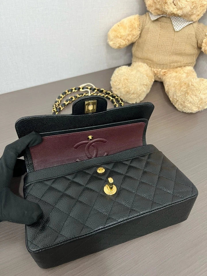 CHANEL Classic Flap Small Black Gold Shoulder Bag For Women