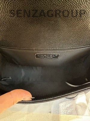 Chanel Le Boy Black Silver Chevron Chain Shoulder Crossbody Bag