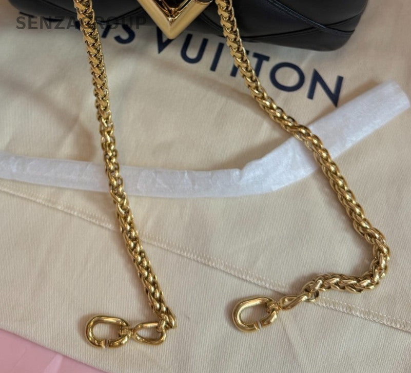 Louis Vuitton GO-14 MM Top Handle Bag Chain Crossbody Black Gold Women Classic