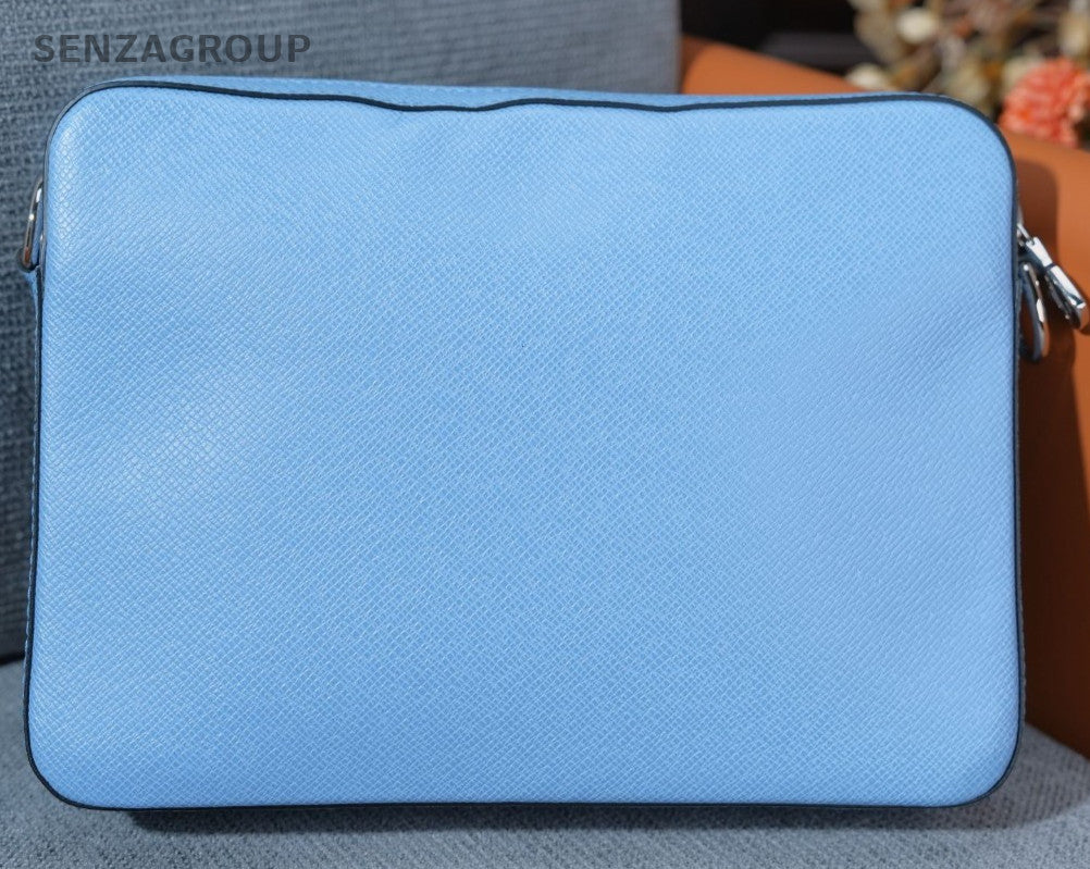 Louis Vuitton Monogram Zipper Detachable Strap Shoulder Bag Blue Black Women