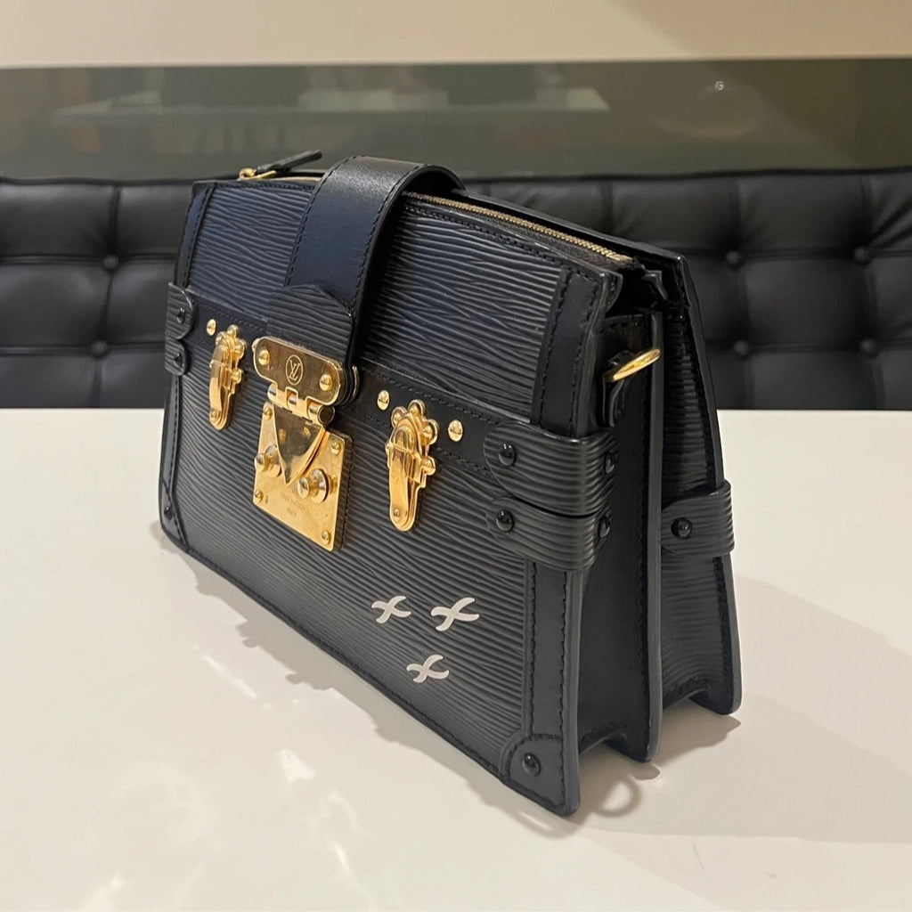 Louis Vuitton Black Leather Soft Trunk Box Crossbody Shoulder Bag