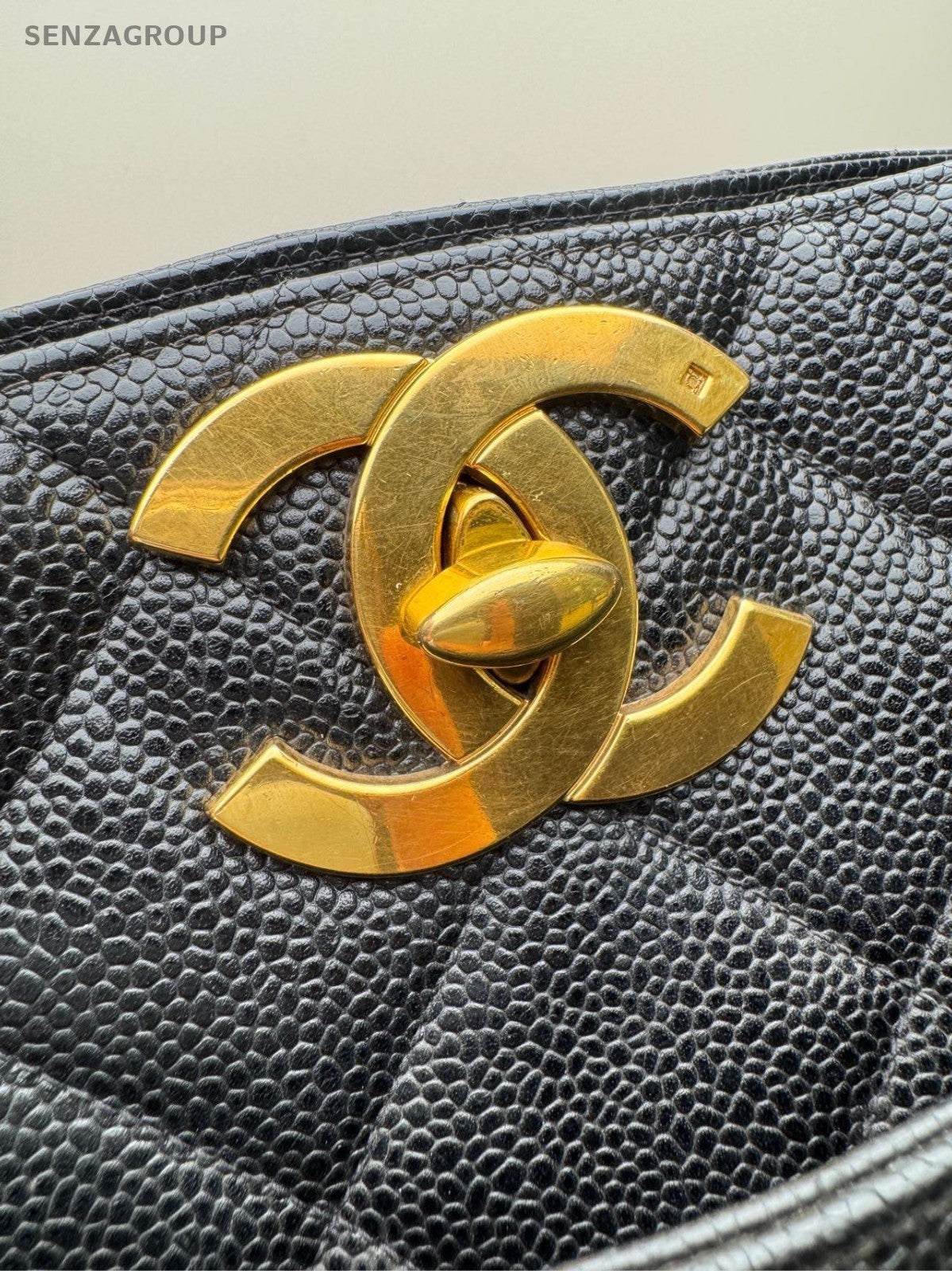 Chanel Vintage Music Score Litchi Peel Shoulder Crossbody Tote Black Women