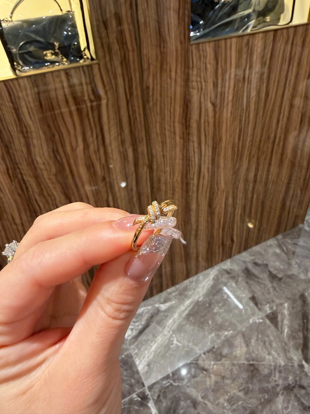 Tiffany &amp; Co. Tiffany Knot 18K Rose Gold with Diamonds Band Ring EU51/US5.75