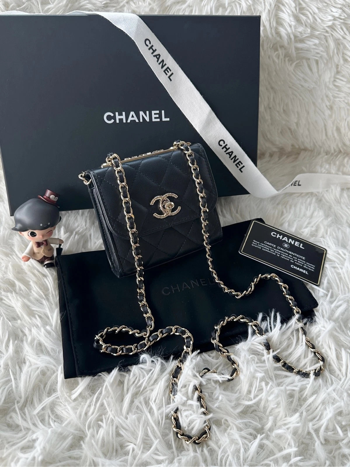 CHANEL Trendy CC WOC Mini Embossed Button Lambskin Bag For Women