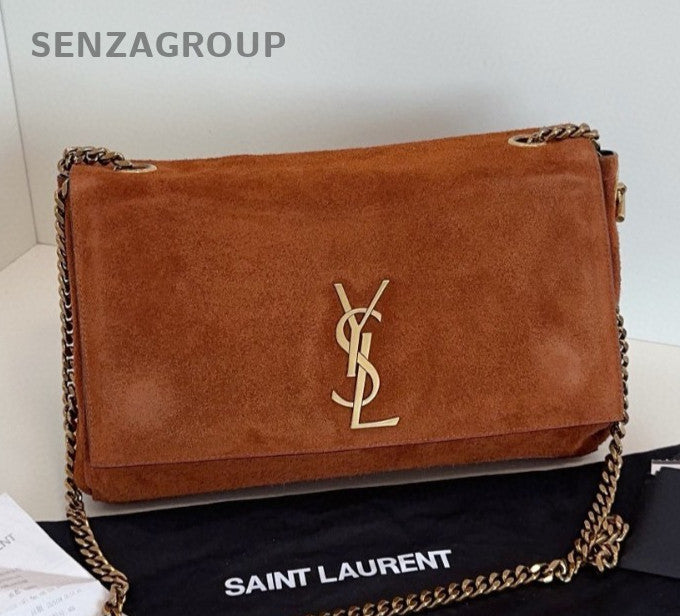 Saint Laurent Kate Chain Shoulder Bag Crossbody Black Gold Women Classic Fashion