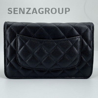 Chanel Black Caviar WOC Quilted Chain Shoulder Bag Classic Women