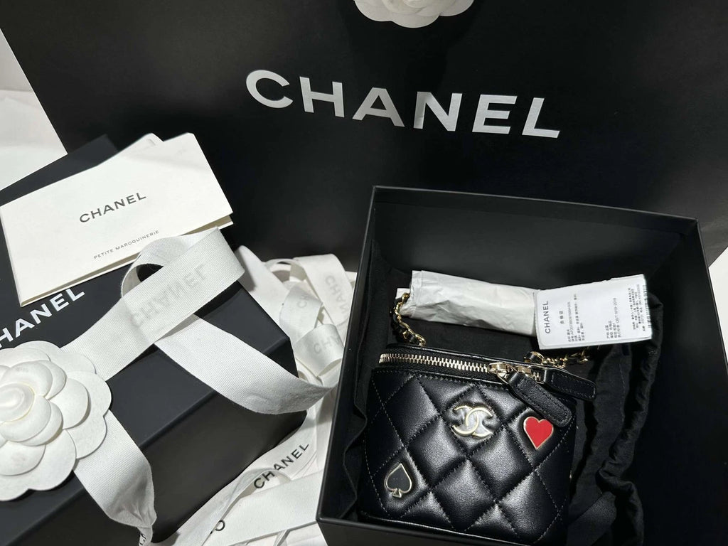 CHANEL Black Gold Mini Box Crossbody Bag For Women
