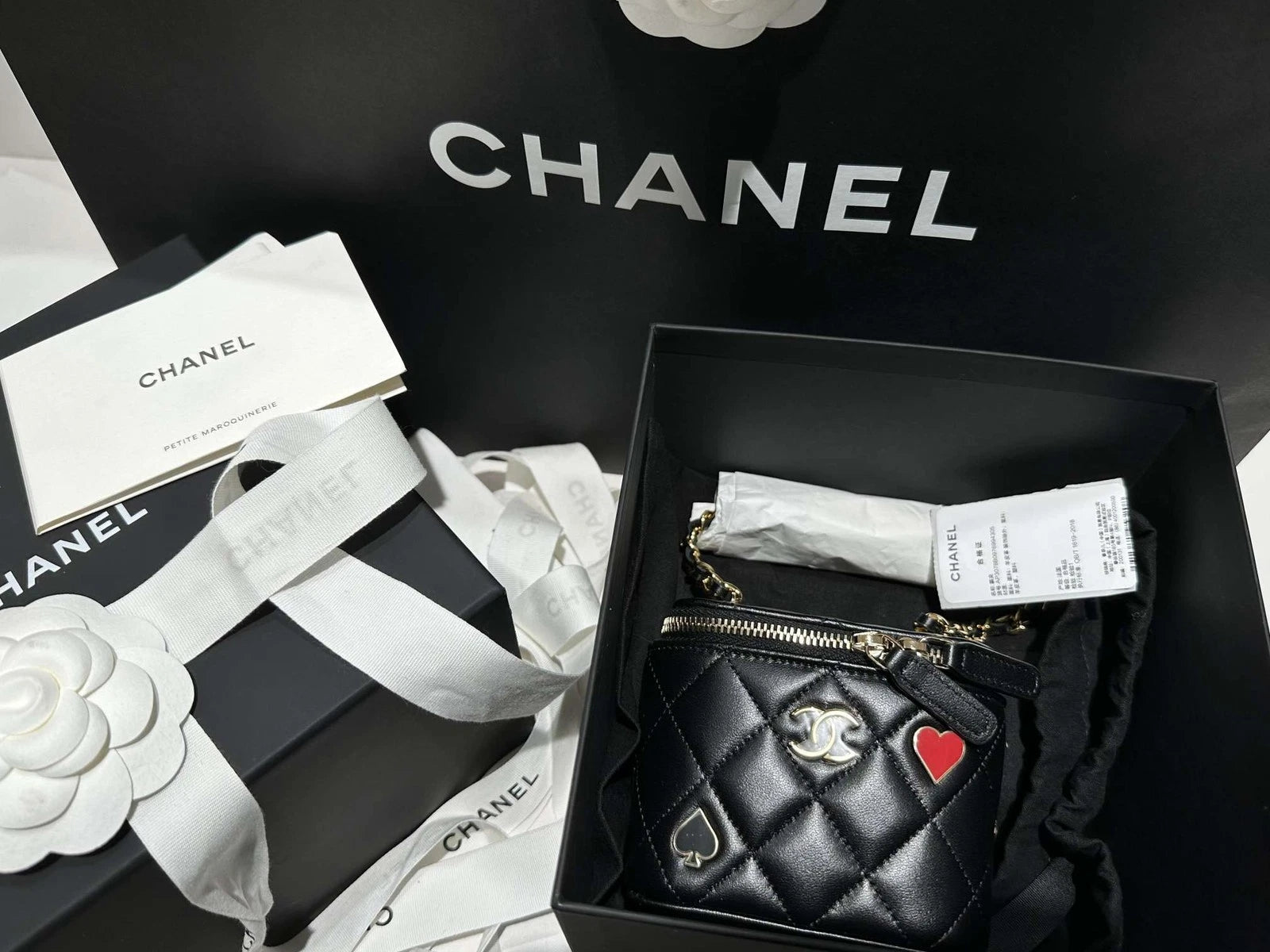 CHANEL Black Gold Mini Box Crossbody Bag For Women