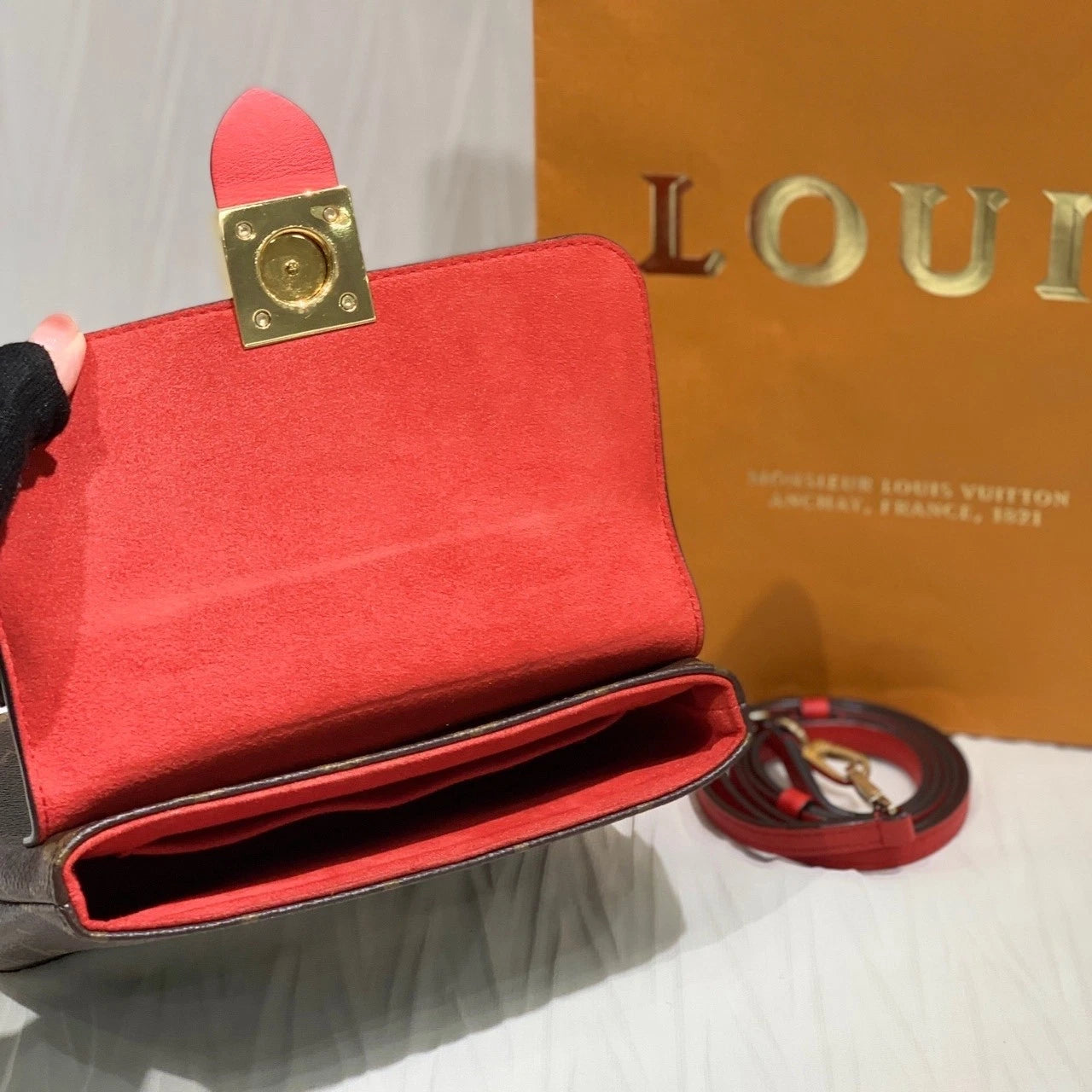 Louis Vuitton Red Canvas Lucky BB Lock Crossbody Bag For Women