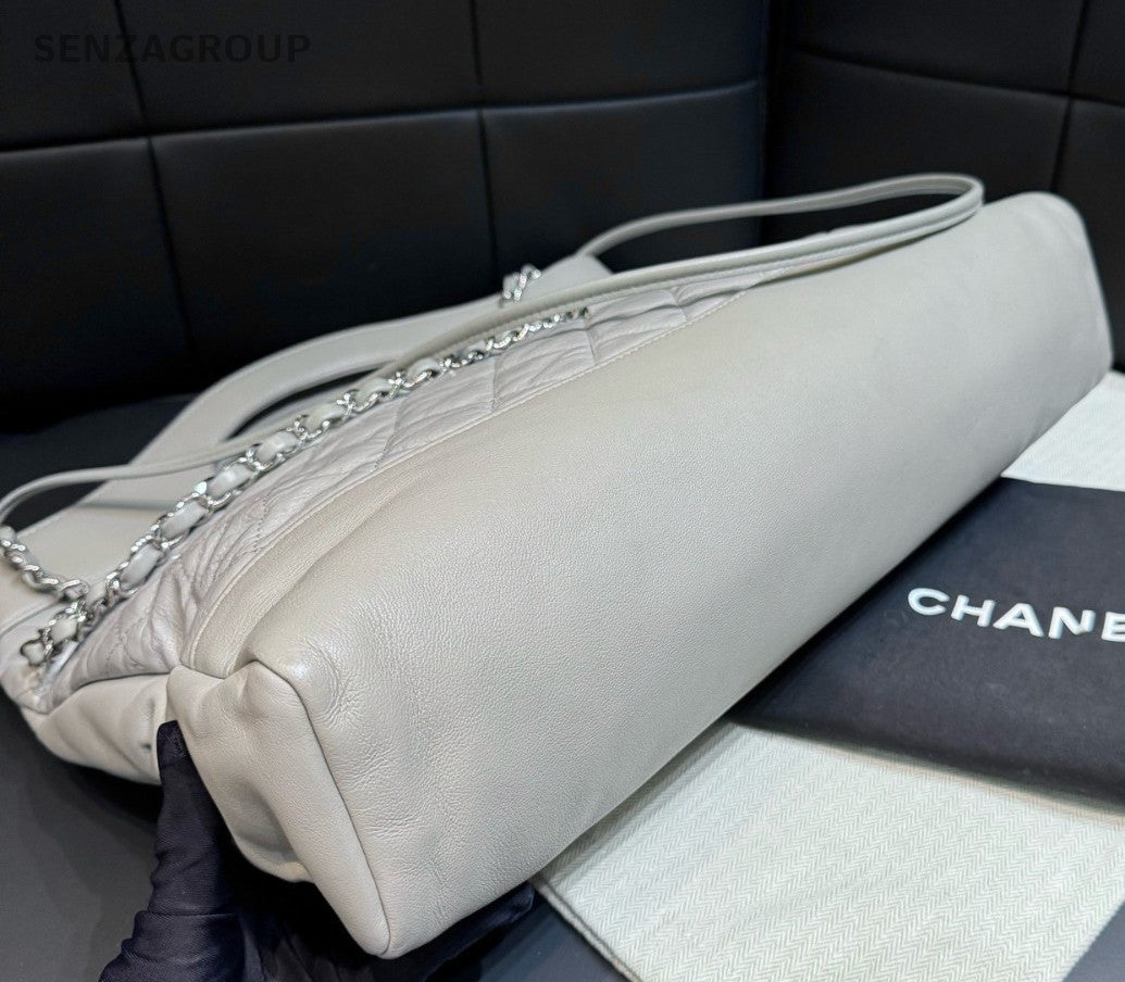 Chanel 31Bag Calfskin Chain Shoulder Bag Gray Silver Women Classic Diamond