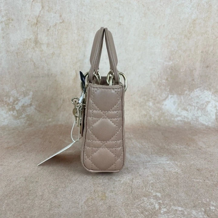 Dior Lady Dior Lambskin Pink Top Handle Excellent