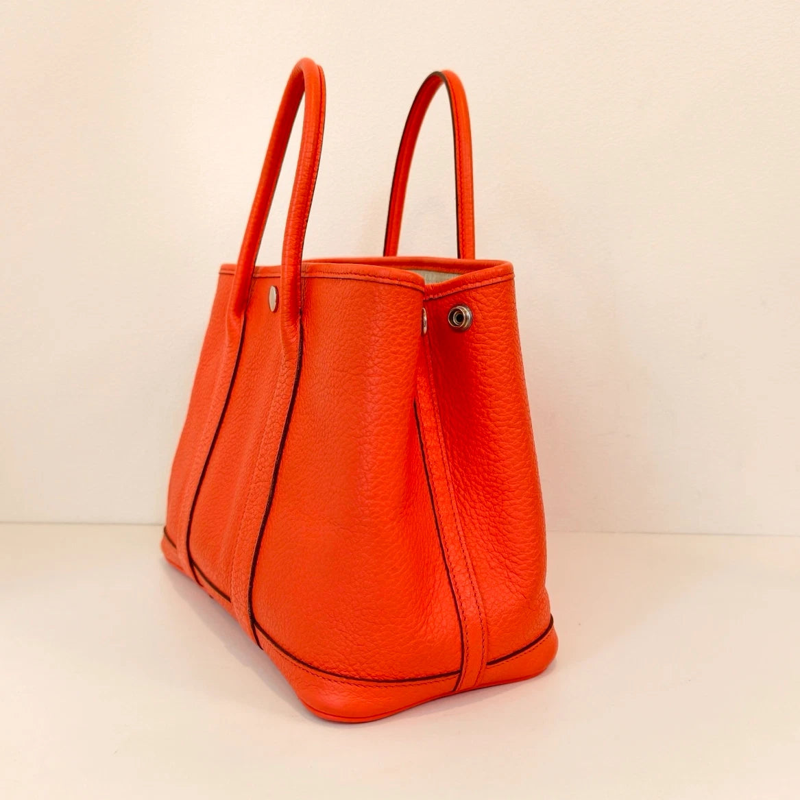 Hermes Garden Party30 Top Handle Bag Orange Silver Used Women Classic