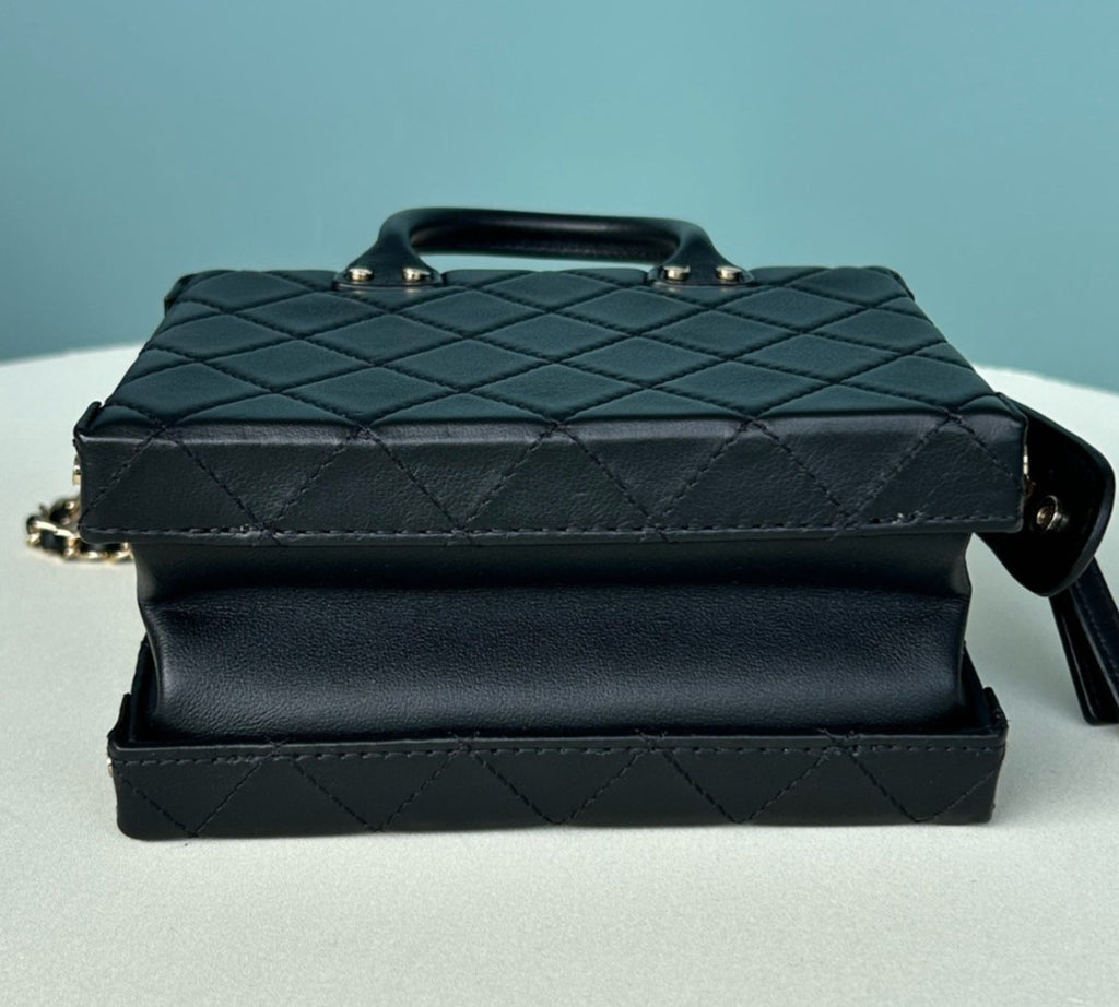 Chanel Camera Case PM Chain Top Handle Crossbody Black Gold Women Classic