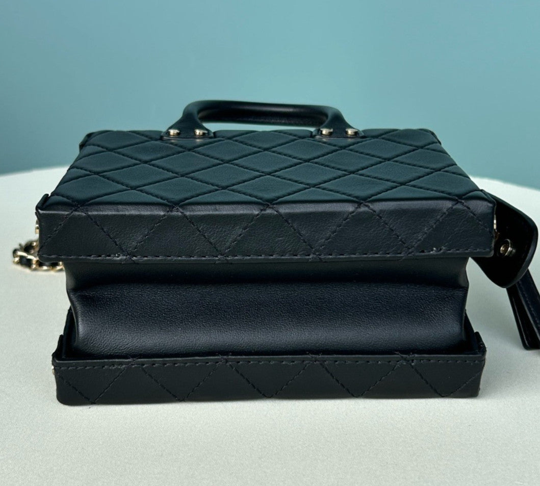 Chanel Camera Case PM Chain Top Handle Crossbody Black Gold Women Classic